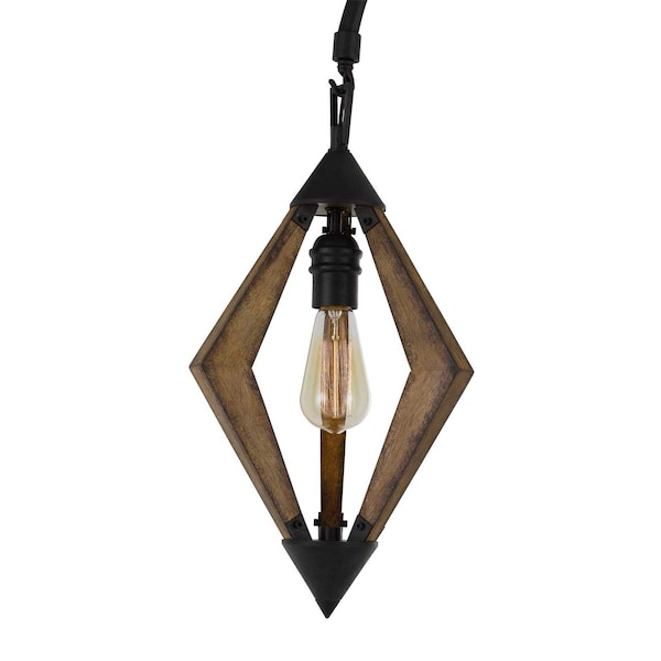 Valence 60W Metal/Pine Wood Down Bridge Floor Lamp (Edison Bulb Incl)